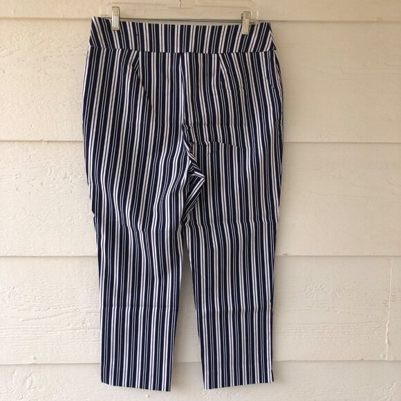 Chico's So Slimming Women's Size 1 (M) Crop Pant Navy White Vertical Stripe NWOT - Picture 4 of 14